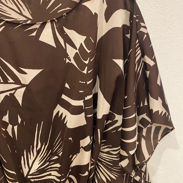 Trina Turk Paradise Mini Dress Women's Size Small Brown Palm Print Vacation - Image 4