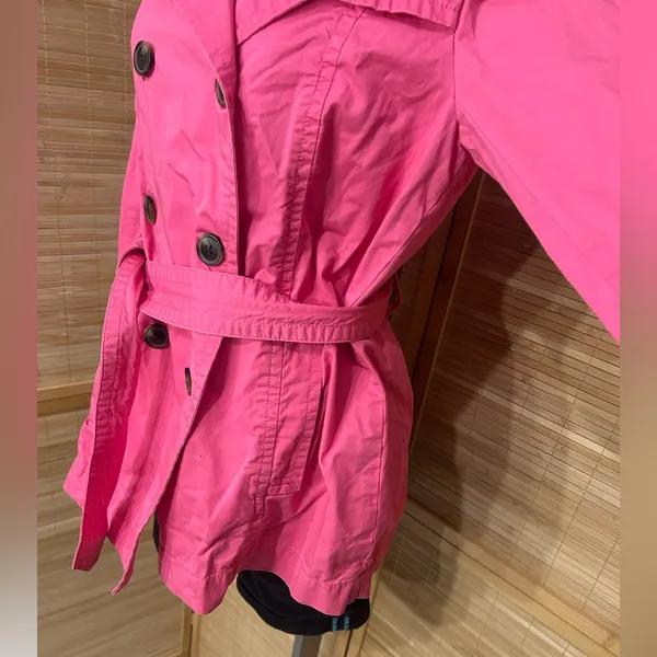 GAP misses size M Medium hot Pink belted Trench coat dress jacket Easter Spring - Image 3