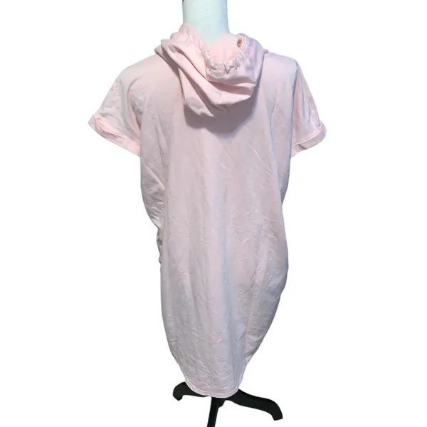 Xersion Light Pink Hooded T-Shirt Dress Short Sleeve Athletic Pocket Semi Fit - Image 4