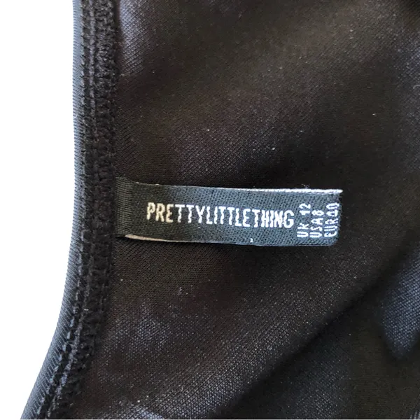 PrettyLittleThing Black One Shoulder Sleeve Bikini Top Size US 8 - Image 4