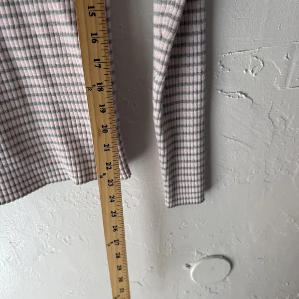 Gap Sweater Y2k‎ Large Pink Gray Striped Stretch Crewneck Long Sleeve Pullover - Image 6