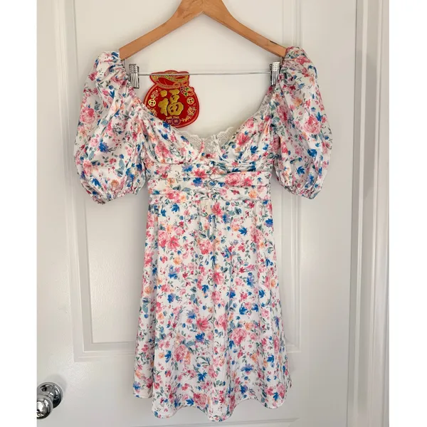 For Love And Lemons Juliet Floral Mini Dress‎ Spring Coquette Summer Size Small - Image 6