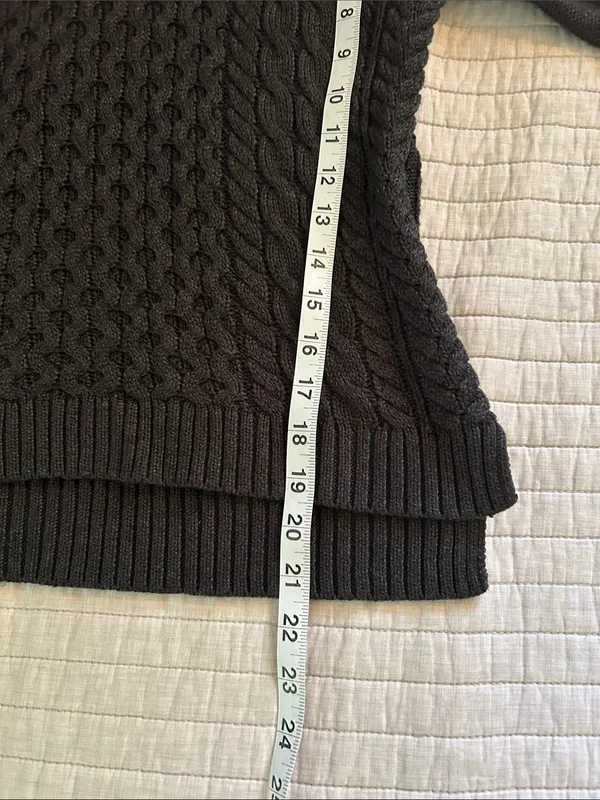 American Eagle Vtg Y2K cableknit cotton fold over off shoulder sweater XS - Image 10