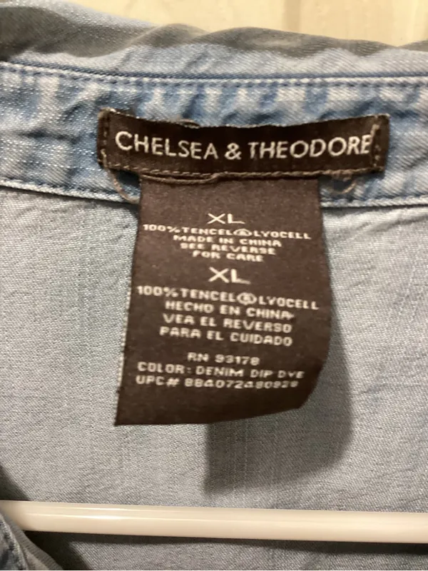 Chelsea & Theodore Denim Dip-Dye Shirt in Light and Dark Blue - Image 2
