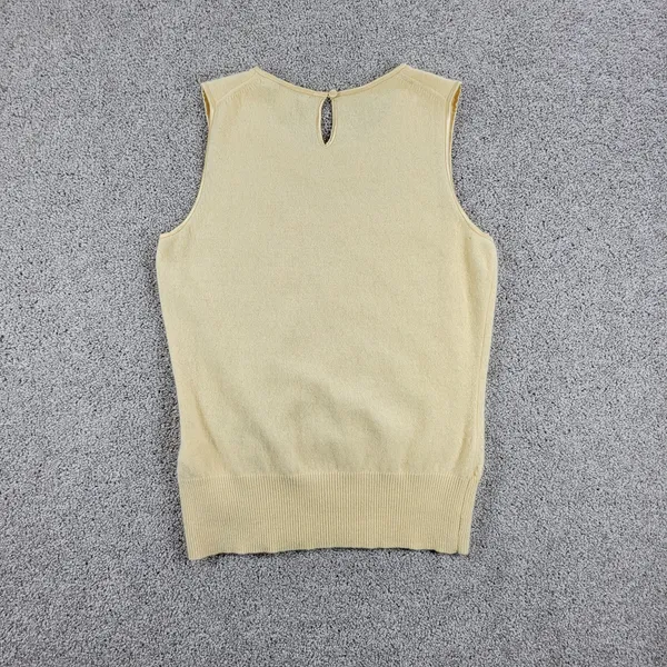 Banana Republic Sweater Vest Womens S Yellow Wool Angora Blend Flower Detail‎ - Image 4