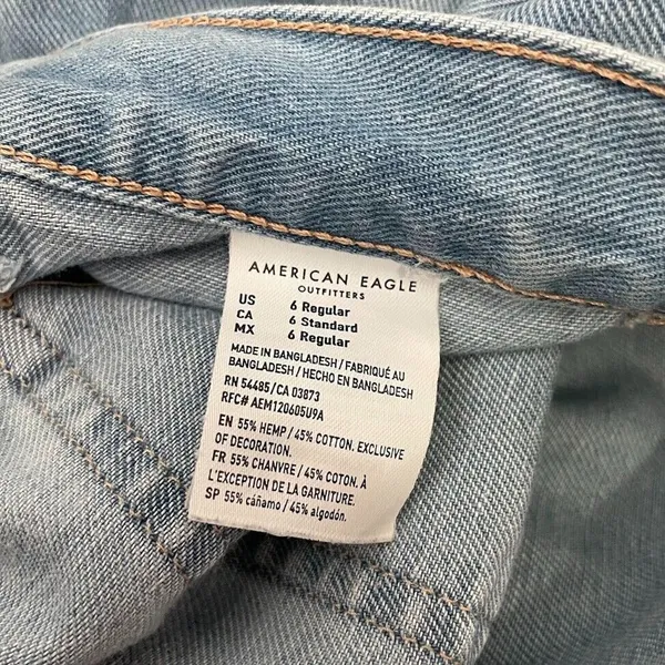 American Eagle Outfitters Mom Jeans Size 6 Light Wash Hemp Denim High Rise - Image 8