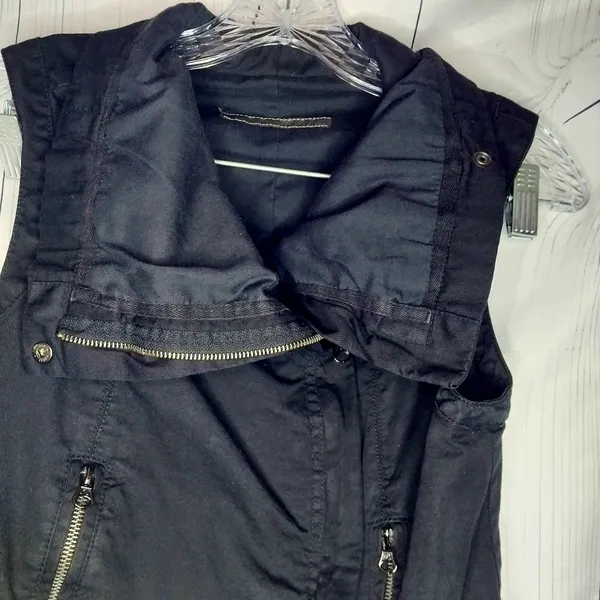 Zara Black Moto Biker Casual Utility Vest with Zipper Details - Image 6