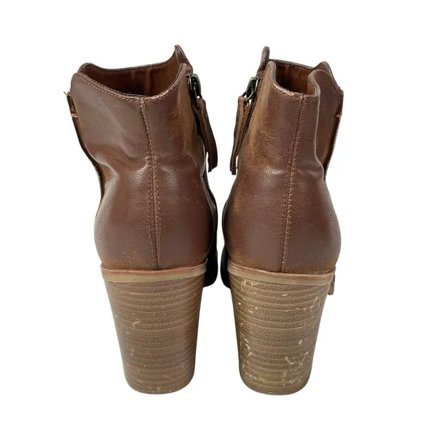 Mia Patton Women's Brown Faux Leather Pointed Toe Block Heel Ankle Booties 7.5 - Image 3