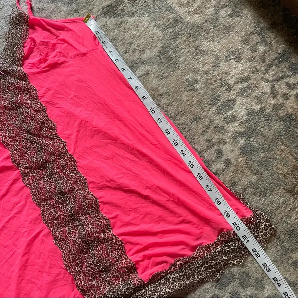Victoria’s Secret Hot Pink Mesh Leopard Lace Slip Dress Large - Image 8