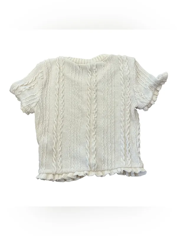 Women’s Cream Cable Knit Button-Front Top Size S - Image 2