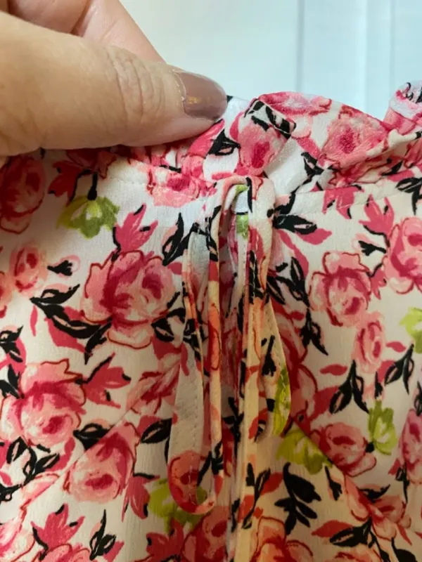Zara Floral Ruffle Crop Top Pink Bow Front XS Cottagecore Romance Festival - Image 4