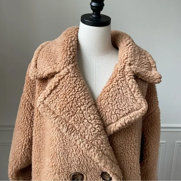Jayley Mocha Faux Shearling Coat OSFM - Image 3