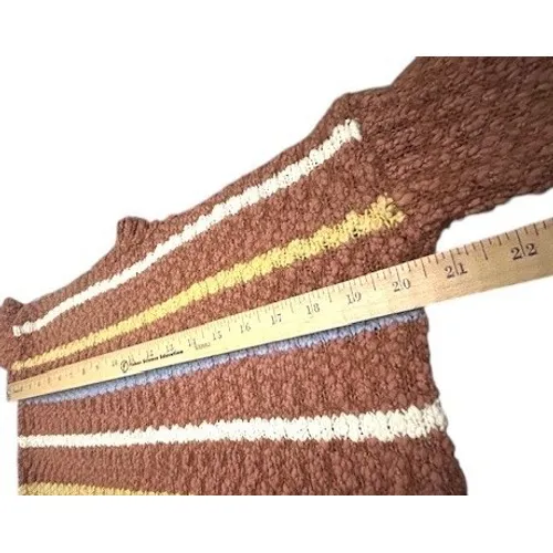 Adora Sweater M Brown with multicolor stripes Preppy‎ Autumn Cozy Earthy Classic - Image 7