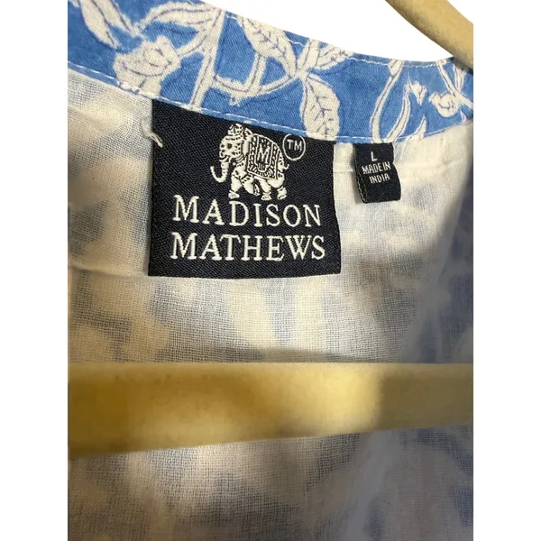 Madison Mathews Blue Floral Folly Midi Maxi Dress Sz. L - Image 5