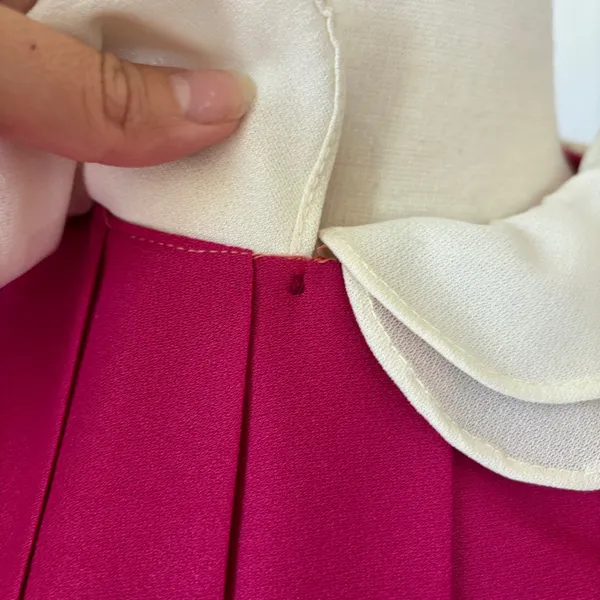 Vintage 70s 80s Pink and White Short Sleeve Midi Dress - Image 9