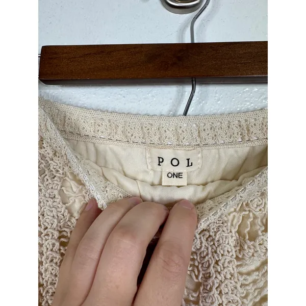 POL Crochet Lace Maxi Skirt Cream Boho Asymmetrical High Low SMS138 One Size - Image 3