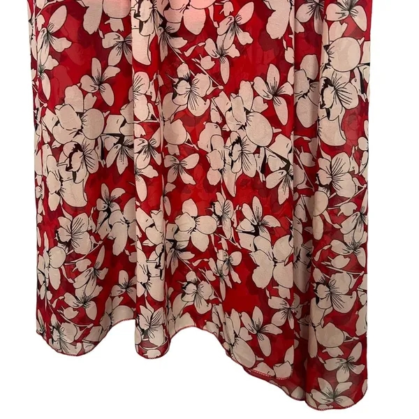 TTI Floral Off Shoulder Chiffon Red Maxi Dress Size Small - Image 16