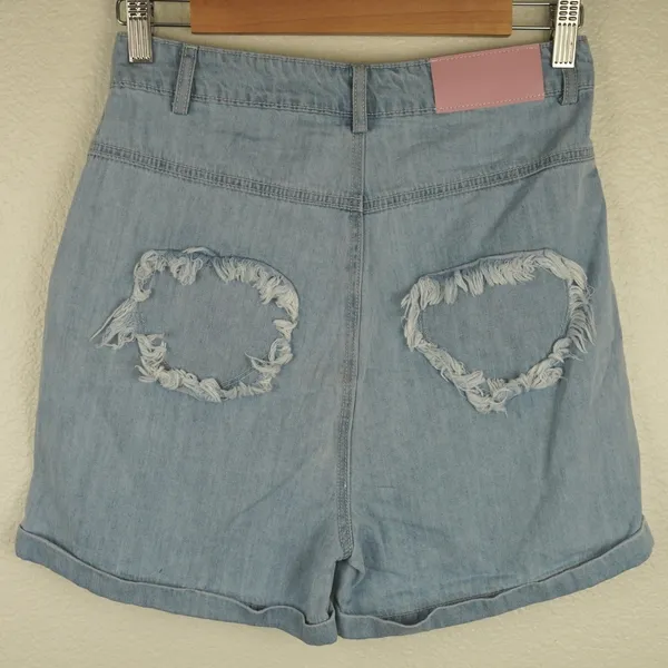 NWT Cider Denim Shorts Womens S‎ High Y2K Ripped Pockets Festival - Image 4
