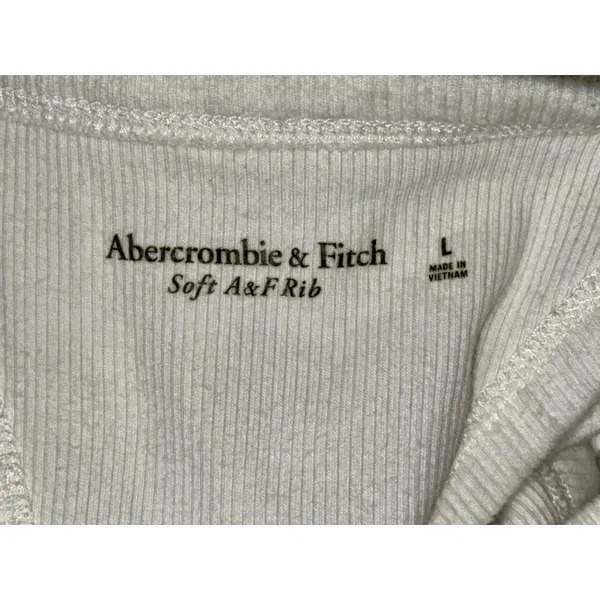 Abercrombie & Fitch Soft AF White Ribbed Sleeveless Racerback Tank Top Size L - Image 5