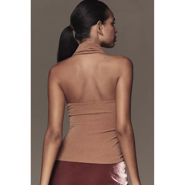 Pilcro Anthropologie Halter Cowl-Neck‎ Tank Top Copper Size L - Image 3