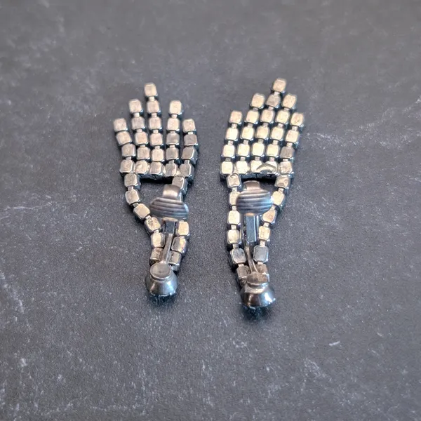 Vintage Clip On Earrings 2.25" Long Clear Gem Drop Dangle Regal Statement - Image 4