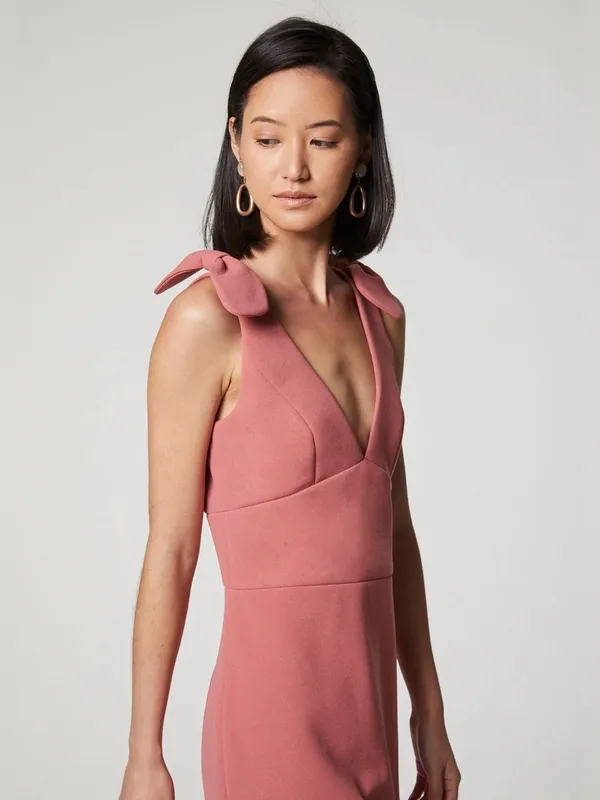 Elliatt Aster Dress Rosewood Pink Bow Shoulder Cocktail Mini Dress Sz M Modern - Image 3