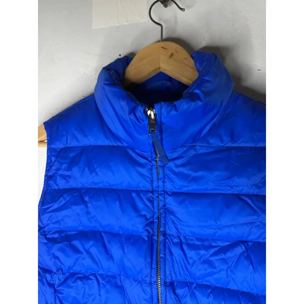 Talbots Womens Royal Blue Down Puffer Vest Mixed Quilted Full Zip L - Image 3