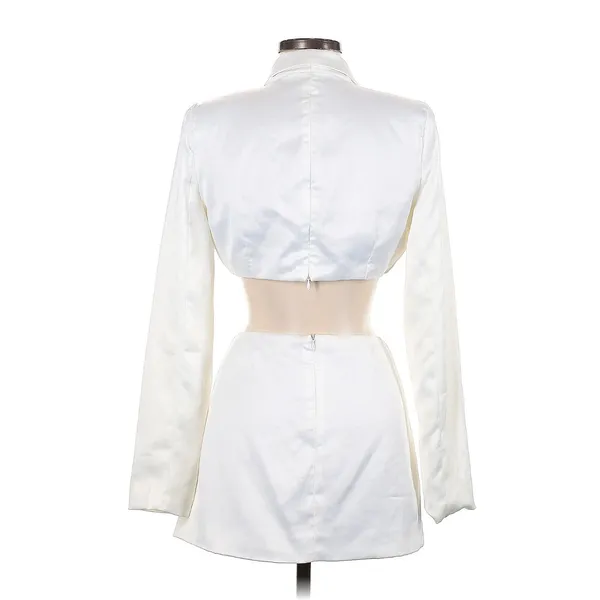 Superdown White Cutout Blazer Mini Dress Size M Long Sleeve Plunge Party Dress - Image 2