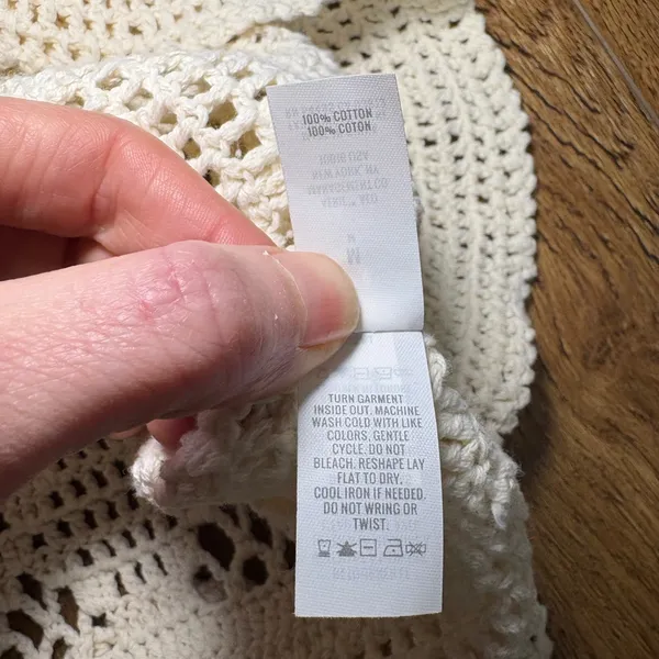 Aerie Crochet Knit Midi Dress Boho Ruffle Hem Beach Coverup Cream Festival sz M‎ - Image 12