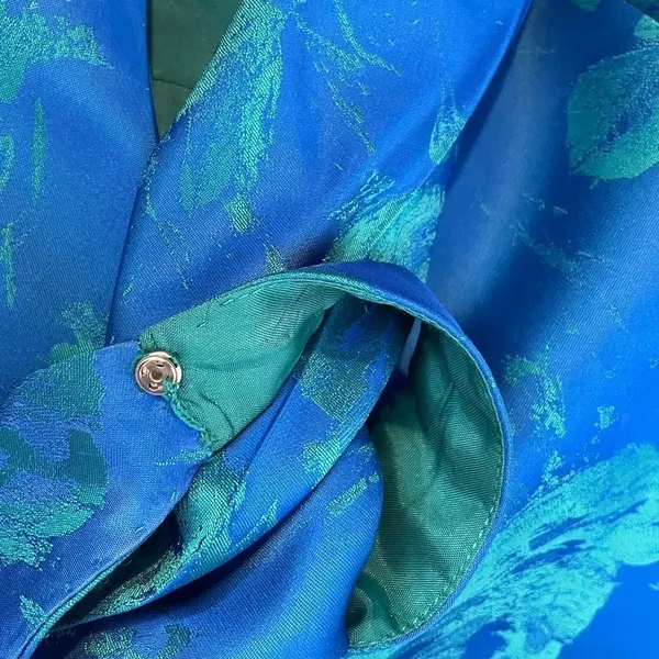 THEIA Floral Jacquard Sleeveless Pleated Dress‎ in Blue Green Size 8 - Image 11