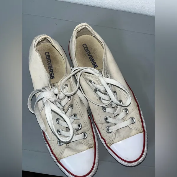 Converse All Star White Retro Canvas Chuck Taylor Maroon Low Top Sneakers Sz 9.5 - Image 11