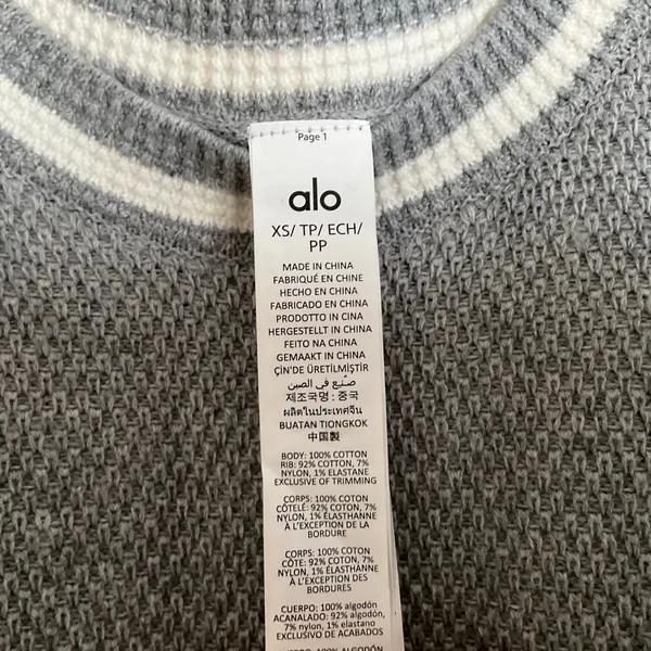 Alo Yoga Tennis Club Sweater Knit Dress Athletic Heather Grey/White XS - Image 3
