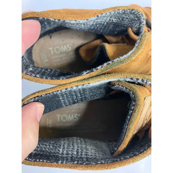 TOMS Desert Wedge Booties Womens 8.5 Tan Suede Good Lace Up Chukka 300513 - Image 6