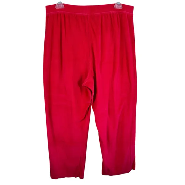 Fresh Produce Pinkish Red High Rise Straight Leg Pull On Velour Pants Size L‎ - Image 2