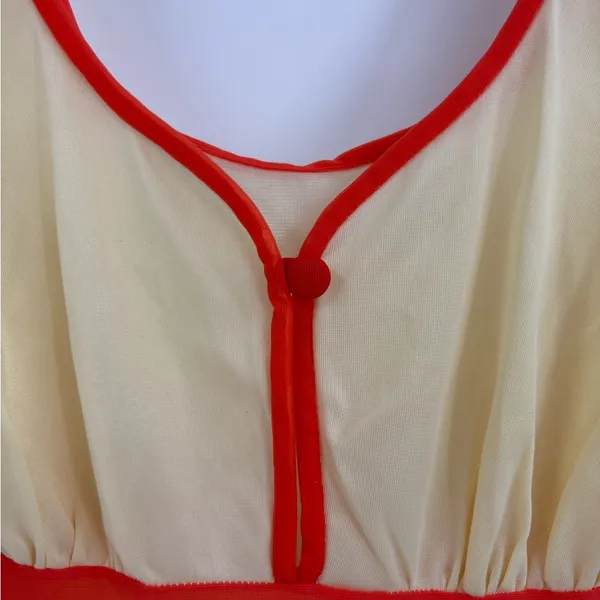 Vintage y2k sears 60s sheer nightgown yellow trim retro 70s dress 32-34 small - Image 4