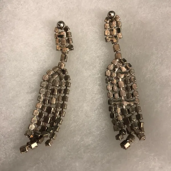 Rhinestone dangly earrings Silver - Image 2