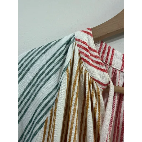 Zara Striped Colorblock Midi Dress V-Neck Long Sleeve Multi-Color Womens Medium - Image 6
