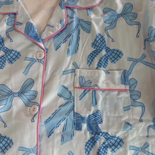 Women's Two Piece Short Sleeve and Shorts Pajamas Blue Size M #260255 - Image 4