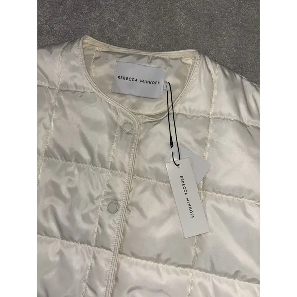 Rebecca Minkoff‎ quilted puffer jacket white medium NWT msrp $228 - Image 6