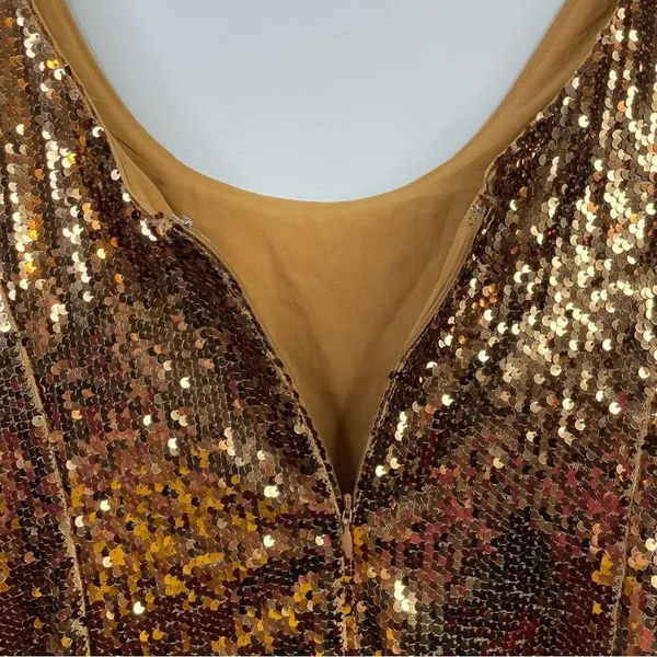 ASOS Bronze Copper Metallic Sequin Scoop Shimmer Sparkly Mini Dress women 14 new - Image 7