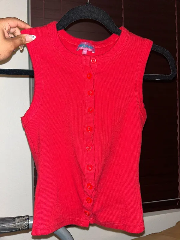 Edikted Top Basal Button Up Tank Top - Image 3