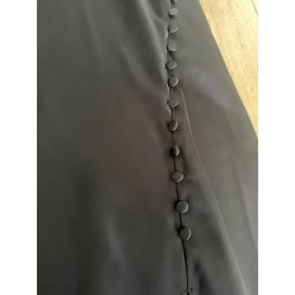 Banana Republic‎ Black Satin Side Button Slit Midi Slip Dress Womens 6 V-Neck - Image 5