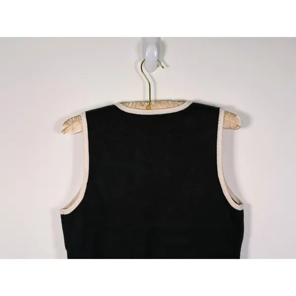 Abercrombie Mara V-Neck Gold Button Sweater Vest Womens M Black Preppy Old Money - Image 6