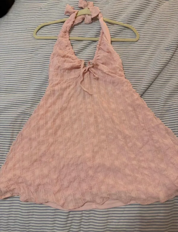 Pink Halter Mini Dress - Image 4