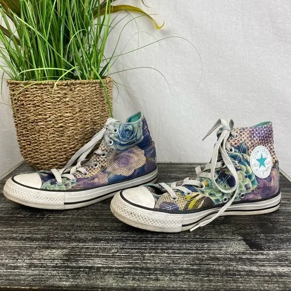 Converse All Star Digital Floral Chuck Taylor Hightop Athletic Sneaker Shoes 7 - Image 2