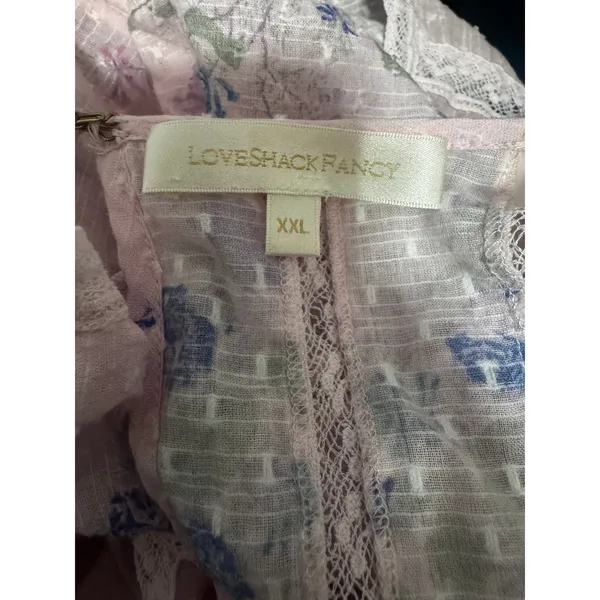 LoveShackFancy "Natasha" Dress in Juicy Plum, Tiered Lace Trim Mini, Size XXL - Image 4