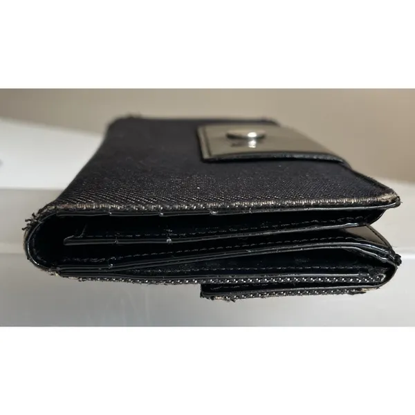 Authentic Bvlgari 7x4 Logomania Monogram Denim Patent Leather Long Wallet Italy - Image 13