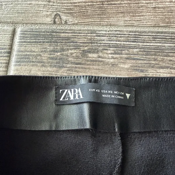 Zara Women Ruched Faux Leather Mini Skirt - Image 2