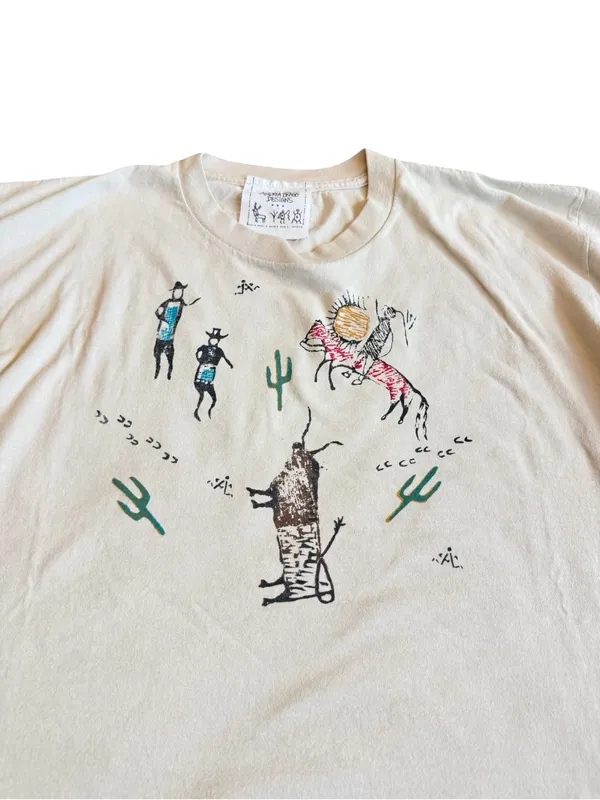 Andrea Bragg Designs Cream Southwestern Petroglyph Tee Shirt Fit X-Large Women's - Image 3