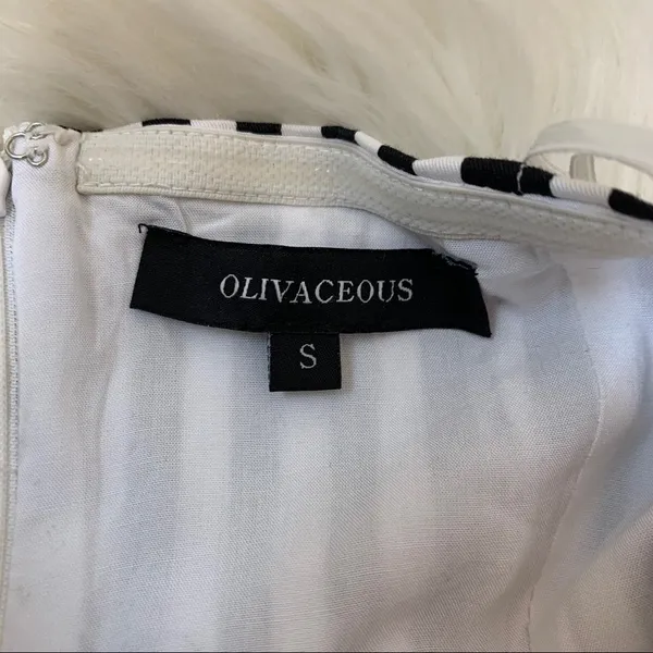 Olivaceous black white strapless ruffle dress smal - Image 8